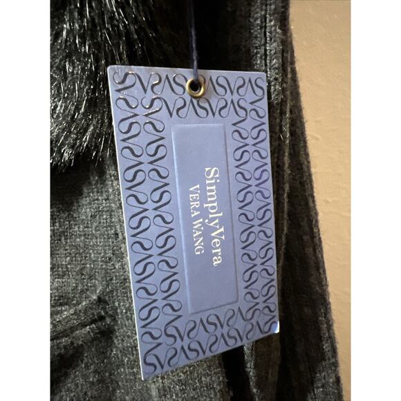 SIMPLY VERA WANG XL Fur Front Wool Blend Sweater Cardigan Charcoal Gray $78 NWT - Picture 3 of 13